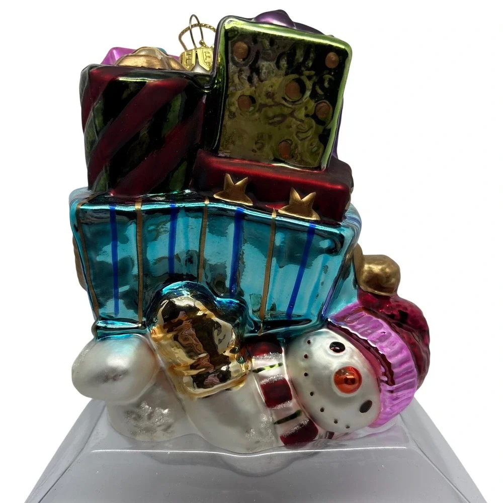 Fitz and Floyd Classics Glass Snowman Gifts Ornament Figurine Christmas‎ New